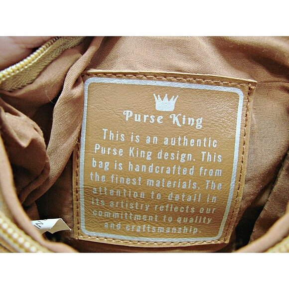Purse King Mini Duchess Crossbody Bag Purse Organizer Soft Leather Tan Beige - Picture 6 of 12